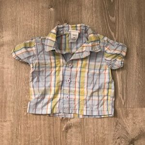 Button up blue and green T-shirt size 9 months